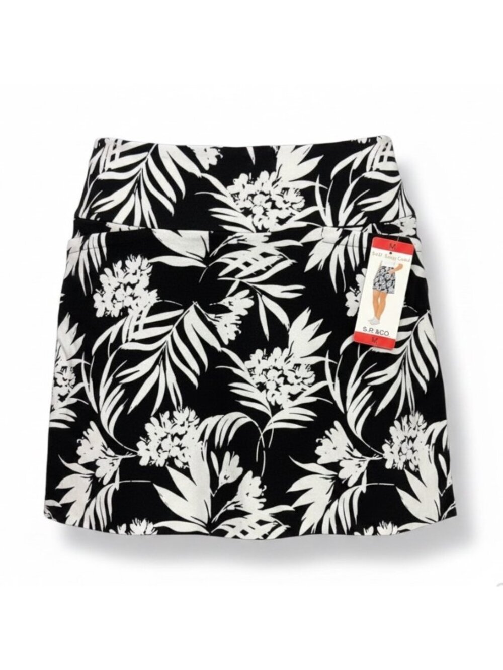 S.C.&Co. Womens Black & White Floral Print Skirt Size M